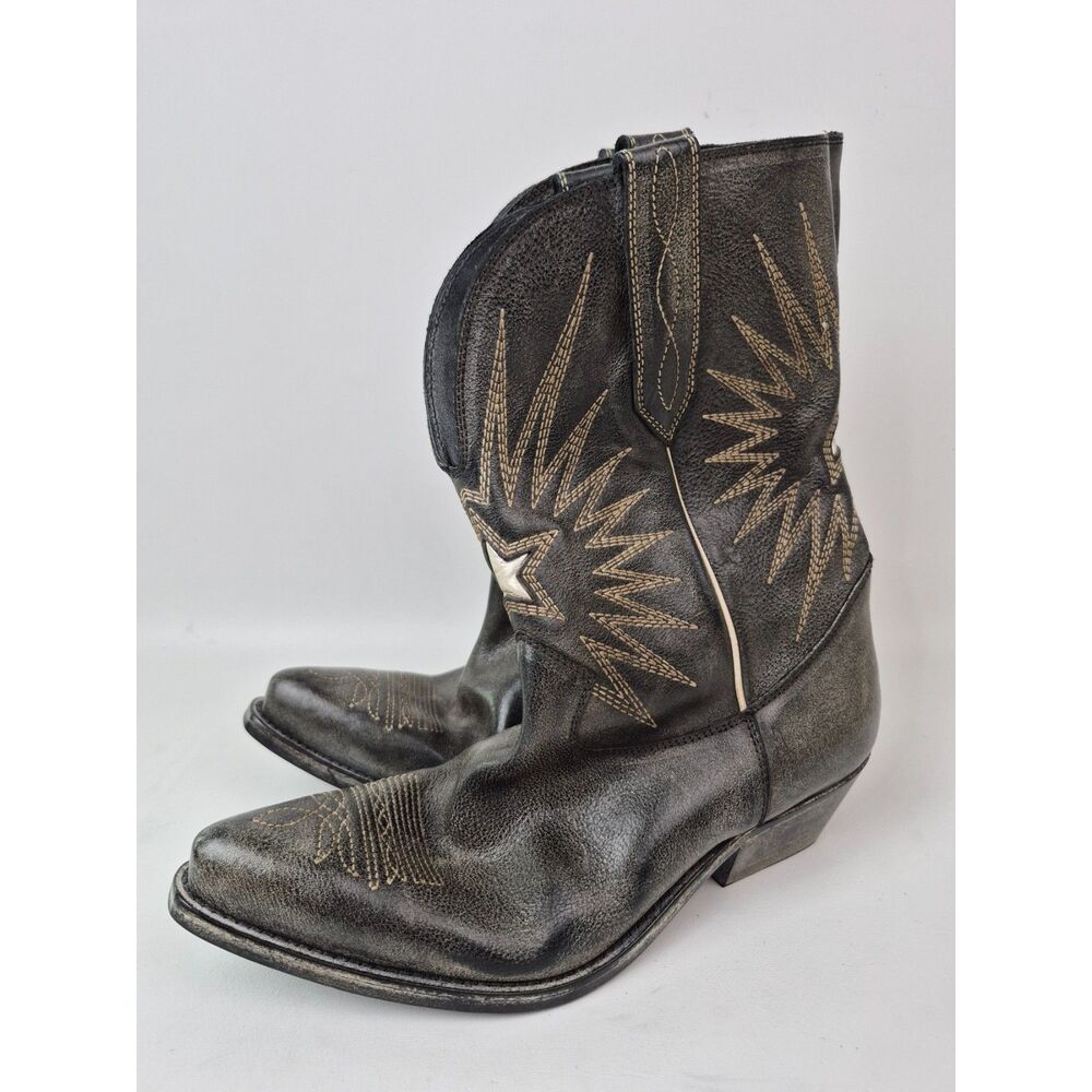 Golden Goose Black Ecru Wish Star Low Western Boots Size 41 US 11 - Picture 2 of 7